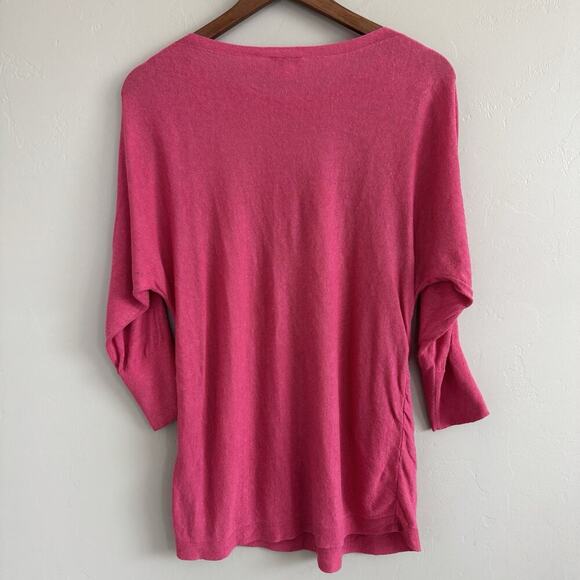 J. Jill Knit Sweater Linen Blend Woman’s S Pink Boat Neck Tunic 3/4 Sleeve - Picture 2 of 10